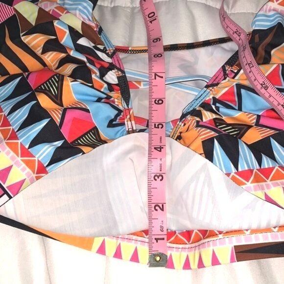 Plus Size Tribal Print Ruffle Bikini Top & Bottom Set Size 26 - Picture 12 of 14
